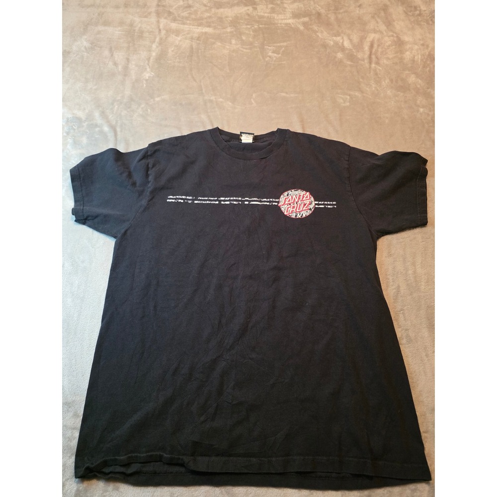 Santa Cruz Skateboards T-Shirt Mens Large Black Red Dot Graphic Logo Tee